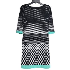 Studio One Black/White Polka Dot with Mint Hemline Dress Size: S
